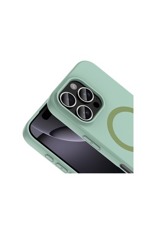 Apple iPhone Uyumlu 16 Pro Max Kılıf M-safe Şarj Özellikli Zore Aris Silikon Kapak - Turkuaz