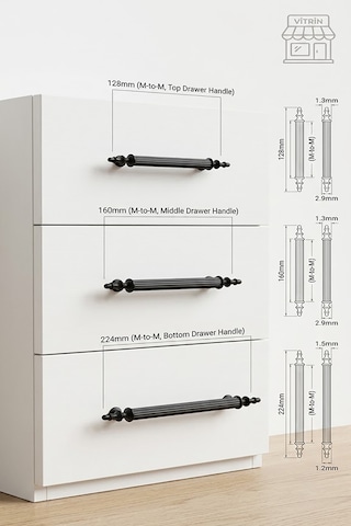 Sude Model Siyah Serisi Lüks Mobilya Kulpu 128 Mm - 160 Mm - 224 Mm Seçenekli, Seçtiğiniz Ebat 2 Adet Gelir Siyah 160mm