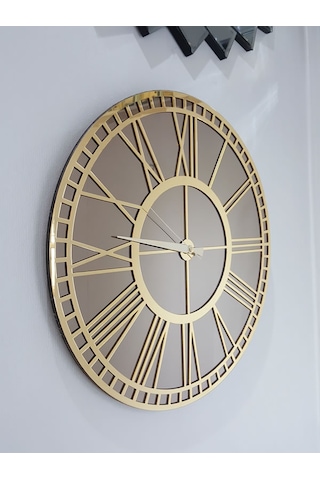 Ayna Denizi Golden Bronze Model Altın Bronz Renk 50 CM Dekoratif Aynalı Duvar Saati Altın