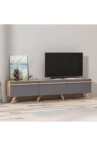 Inarchdizayn Amsterdam Style Alt Modül Tv Ünitesi Antrasit Renk Ücretsiz Kargo