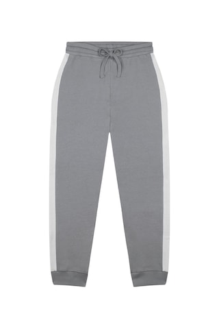 Antebies Organik Gri Beyaz Kontrast Lastikli Bağcıklı Uzun Kollu Kız Çocuk Sweatshirt Eşofman Takımı