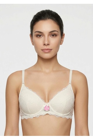 Ecem Yıldız Sütyen Dantel Detaylı Beyaz