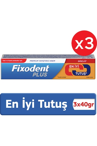 Fixodent Plus En İyi Tutuş Diş Protez Yapıştırıcı Krem 3 x 40 G