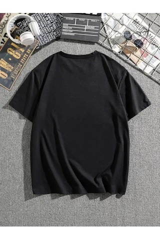 Veraura Lifestyle Erkek Dağ Grafikli Tişört, Yaz Için Büyük Beden Rahat T-shirt - Siyah