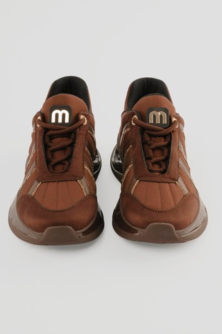 Mubiano Kadın Süet Sneaker Anorak Detaylı Taşlı Spor Ayakkabı Neriel Kahverengi Kahverengi
