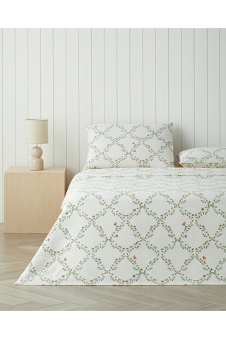 English Home Tender Vines Baskılı Pamuklu Çift Kişilik Pike Takımı 200x220 Cm Yeşil