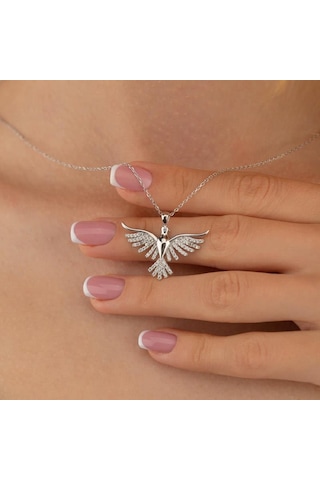 Gümüş Pazarım Anka Kuşu Kadın Gümüş Kolye Silver