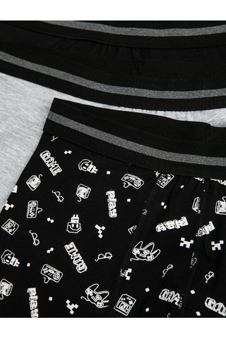 Koton 3'Lü Pamuklu Boxer Seti Oyun Baskılı Siyah Desenli 3Slm90030Mk 3Slm90030Mk03U Siyah