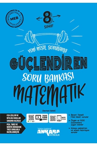 Ankara Yayınları 8. Sınıf Matematik Güçlendiren Soru Bankası + 32 Haftalık Güçlendiren Kazanım Denemesi