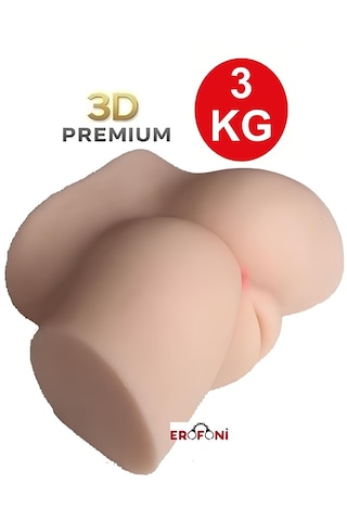 Erofoni Ultra Süper 21 Cm Realistik 3 Kg Gerçekçi 3d Model 2 İşlevli Suni Vajina Kalça Titreşimli Mastürbatör