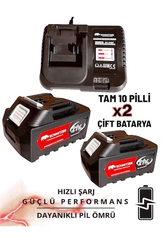 Schmitzer SCH-9108 21V Pro Metal Dişli Çift Akülü Çelik Şansuzan Şarjlı Dal Ağaç Budama Makinesi Testeresi