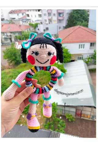 Bebek Şeklinde Rengarenk Oyuncak Kız Çıngırak Bebek Çok Renkli