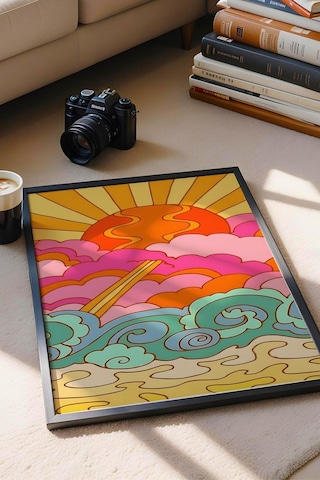 Gün Batımı Renkli Bulutlar Çerçeveli Tablo - Pop Art Poster Tablo