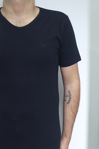 Santa Dmctekstil Erkek Düz Spor Kesim Dar Kalıp V-yaka T-shirt Lacivert