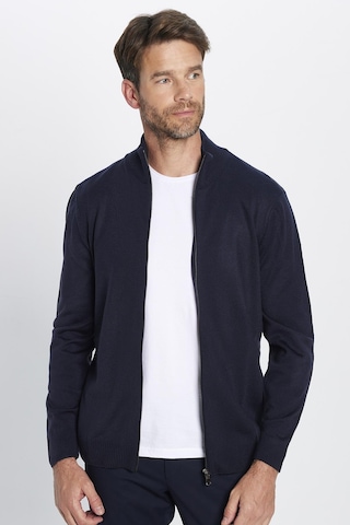 Tudors Erkek Slim Fit Dar Kesim Lacivert Dik Yaka Fermuarlı Düz Hırka-32261 Lacivert