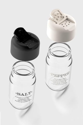 Renga Rita Yazılı 67 Ml 2'li Cam Tuzluk Biberlik Seti 122020 Siyah-bej Çok Renkli