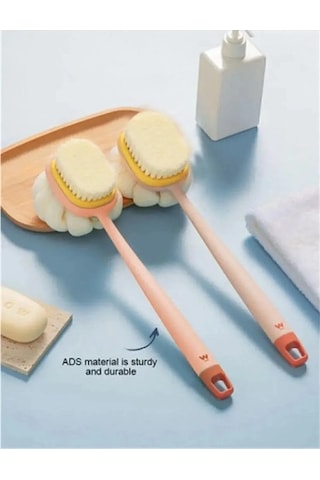 Mucit Home 2'si 1 Arada Kıl Ve Lif Kabağı İie Duş Vücut Fırçası Uzun Saplı Sırt Fırçası-1 Adet