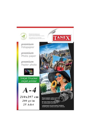 Fotoğraf Baskı Kağıdı A-4 200 Gr/m2 25'li 1 Paket A4 Fotoğraf Kağıdı Ofis Ve Ev Tipi Mürekkepli Yazıcılar İçin