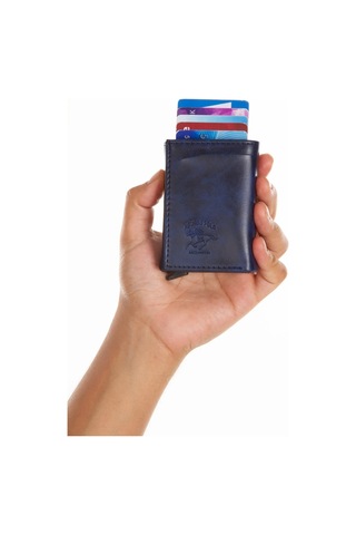 Tuldar Erkek Rfıd Otomatik Çekim Koruyucu Mekanizmalı Kağıt Para Bölmeli Hediyelik Kartlık Cüzdan Tul601 - Lacivert