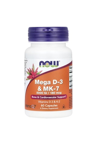 Now Foods, Mega D-3 K2 Vitamin & Mk-7, 5,000 Iu / 180 Mcg, 60 Cap