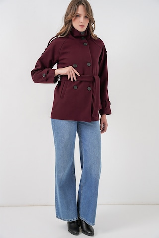 Bigdart Kadın Kuşaklı Kaşe Kaban 9162 - Bordo