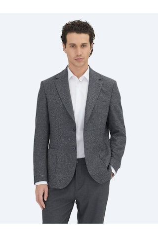 Kip Gri Mikro Modern Fit %100 Yün Ceket Gri