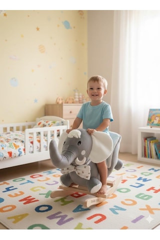 Tommybaby Egitici Peluş Sallanan At Ahsap Sallanan At Fildişi