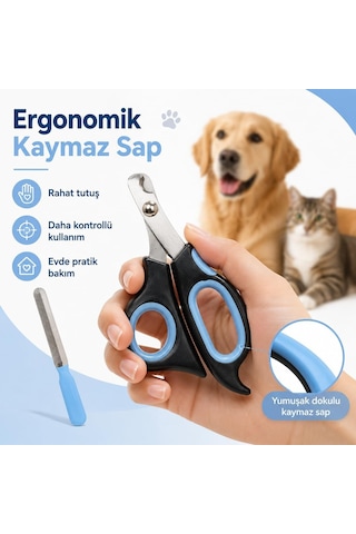 Kedi Ve Köpek Tırnak Makası - Evcil Hayvan Tırnak Kesme Makası Ve Metal Törpü - 2 Parçalı Ergonomik Pati Bakım