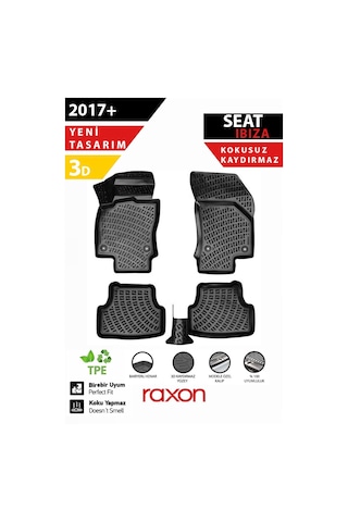 Seat Ibiza 2017+ 3d Havuzlu Paspas 5 Parça Tam Uyumlu, Su Geçirmez