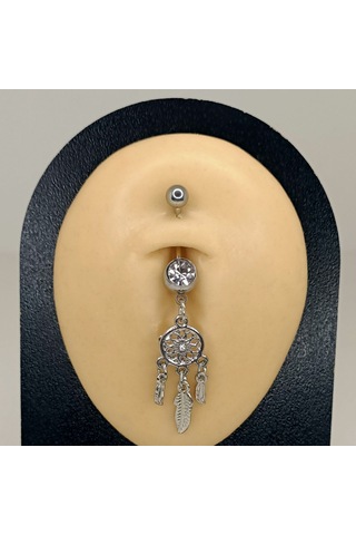 Aya Tasarım Gümüş Renk Dreamcather Model Göbek Pierceing Gümüş