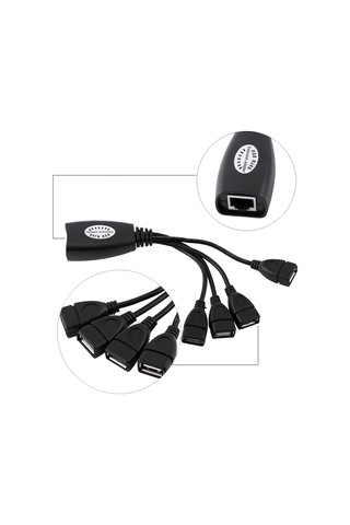 Shineyee 50m Uzunlukta 4 Usb Portlu Rj45 Ağ Kablosu İle Klavye, Fare, Yazıcı Uzatıcı - Usb 2.0 Destekli, Ek Güç Gerektirmeyen Hub