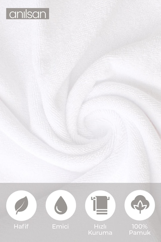 6'lı Greek El Havlusu - 50x90 Cm, 225 Gr, %100 Pamuk, Spa Ve Otel Havlusu, Günlük Kullanıma Uygun Beyaz