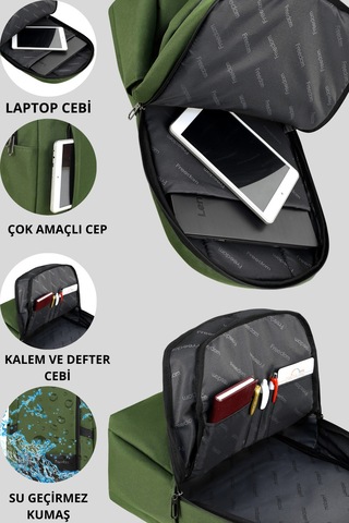 Freedom 15.6" - 16.1" Notebook Bilgisayar Laptop Sırt Çantası, Günlük Sırt Çantası Yeşil