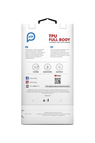 Piili Apple iPhone Uyumlu 15 Pro Max Tpu Full Body Arka Yüzey Koruyucu