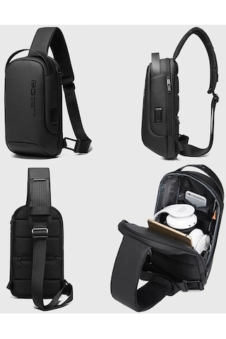 Prestigegoods Bange Çok Fonksiyonlu Omuz Çantası, Siyah, 31x18x11cm, 570g, Hafif, Dayanıklı, Geniş Kapasite, Hızlı Ayar Siyah