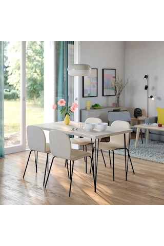 Ikea Bej Şık Yemek Masası - Yemek Sandalyesi Oturma Yeri