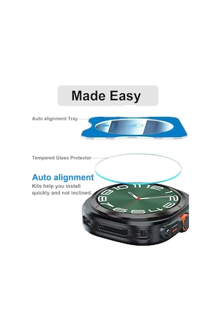 Samsung Galaxy Watch 7 44mm Uyumlu Kolay Kurulum Aparatlı Temperli Cam Ekran Koruyucu