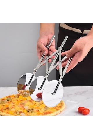 Primepickings Paslanmaz Çelik Geri Çekilebilir Pizza Bıçağı, 5 Tekerlekli, Çok Amaçlı, Uygun Herkes İçin Diğer