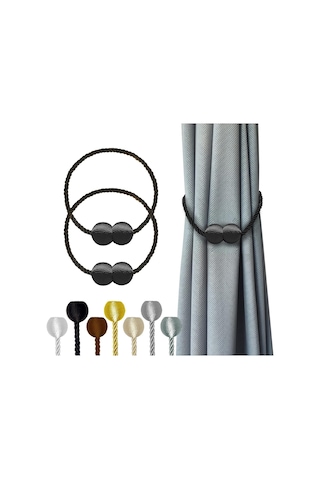 Manyetik Perde Bağları Siyah 2 Adet, Perde Bağları Tokaları Tutucular Kancalar Klipsler Ev, Dış Mekan, Yatak Odası, Ofis, Dekoratif Perde Diğer