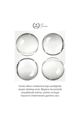 Kapıstoperi Yapışkanlı Kapı Stoperi Şeffaf 4 Adet Kapı Kolu Çarpma Engelleyici Duvar Koruyucu Silik