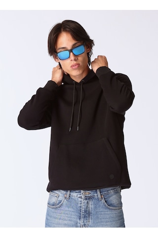 Limon Siyah Erkek Kapüşon Relaxed Düz Sweatshirt L4wm-swt9501