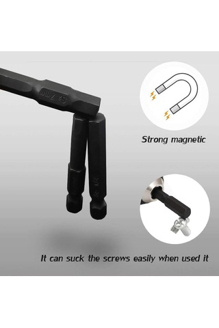 Mufunye 10 Parça Siyah Metrik İç Çokgen Uç Seti - 1/4" Manyetik Kolu, S2 Çelikten Yapılmış, Ev Ve Günlük Kullanım İçin Dayanıklı Tornavida Uçları