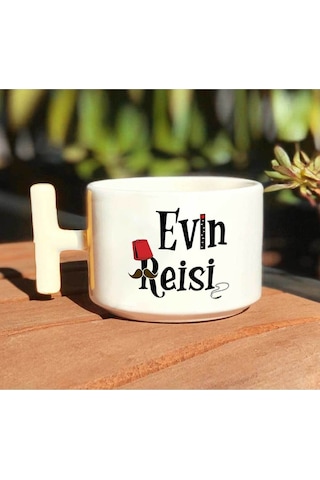 Evin Reisi Baskılı Beyaz T Kulp Kupa Bardak
