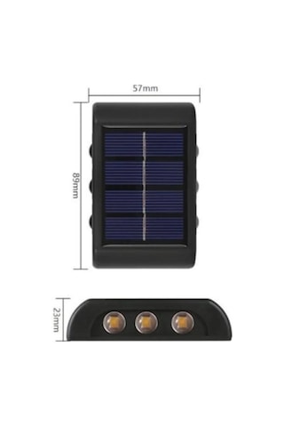 6 Ledli Solar Güneş Enerjili Aplik Led, Dekoratif Duvar Monteli Gün Işığı Led 5468 Diğer