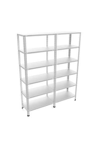 Çelikrafburada 6 Katlı 2 Li Bitişik Çelik Galvaniz Arşiv Rafı Depo Rafı Kiler Rafı 31x60x200 Dx51 Kalite Gümüş