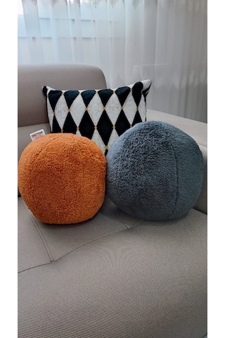 2' Li Top Kırlent / Yastık Büyük Antrasit / Yastık Büyük Kiremit