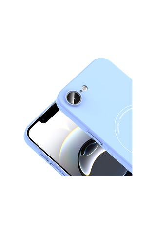 Apple iPhone Uyumlu 16e Kılıf M-safe Şarj Özellikli Kamera Korumalı Zore Elio Sert Pc Kapak - Açık Mavi