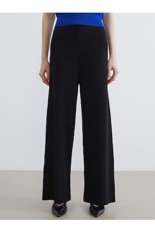 Lcw Modest Siyah Beli Lastikli Geniş Paça Kadın Triko Pantolon