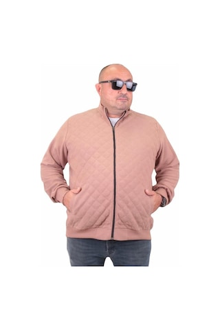 Starbattal Büyük Beden Fermuarlı Hırka Diamond 23281 S.Kahve-S.Kahve