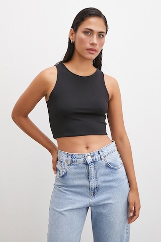 Never More Basic Crop Top Siyah Siyah